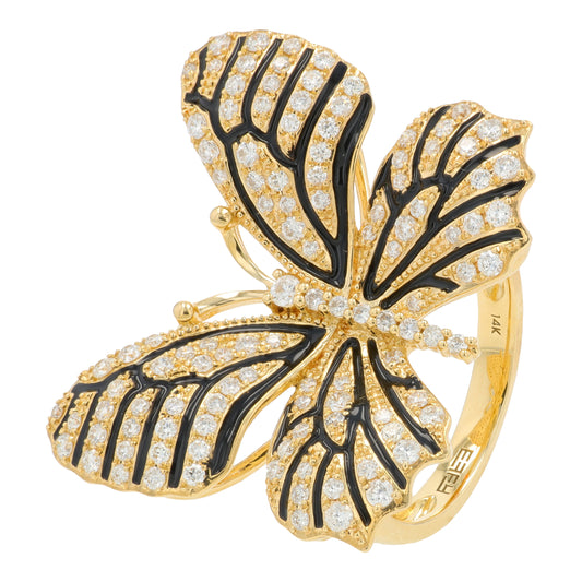 14K YG EFFY 0.85 CT Diamond Butterfly Ring