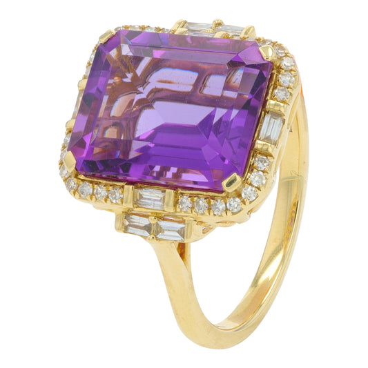 14K YG EFFY 5.74 CT Amethyst Ring