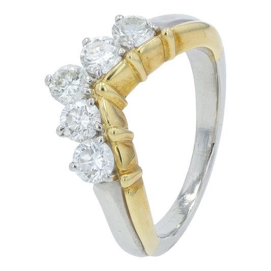 PT900/18K YG 1 CTW Diamond Chevron Band