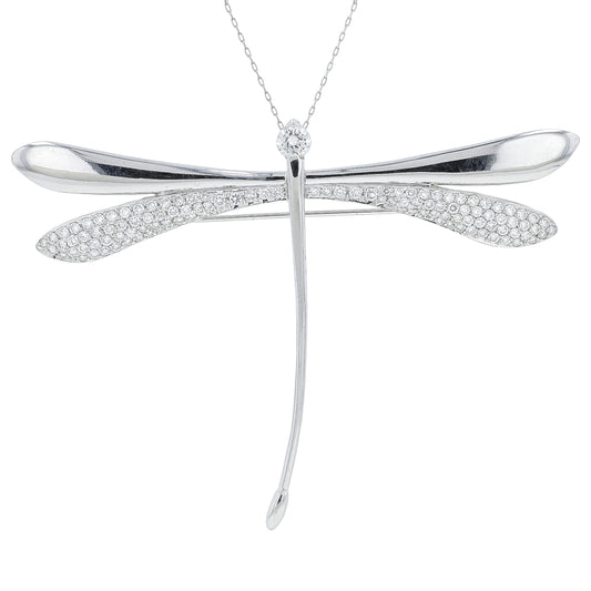 PT900/14K WG 1.50 CTW Diamond Dragon Fly Brooch