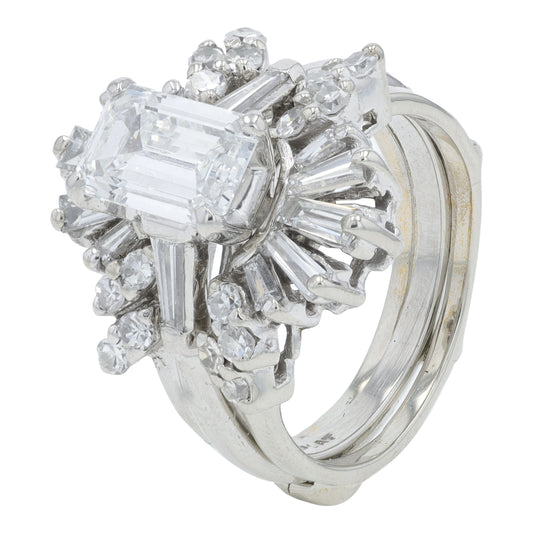 Platinum/14K WG 1.80 CT Emerald Cut Center Bridal Set