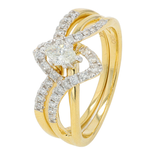 14K YG .50 CTW Diamond Marquise Bridal Set