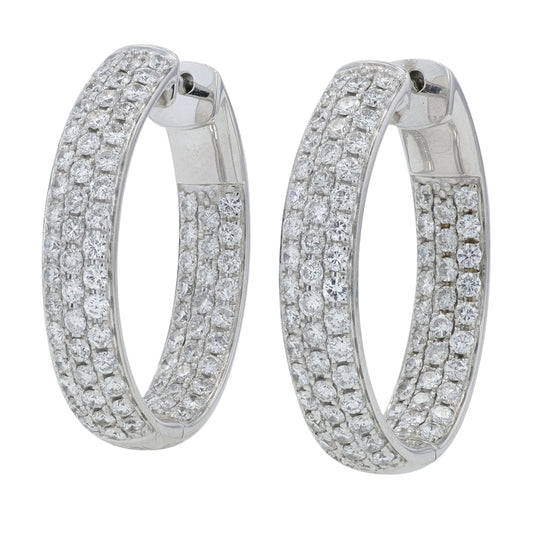 14K WG 2.49 CT Diamond Inside-Out Hoops