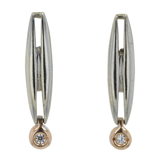 14K TT .05 CT Diamond Earrings