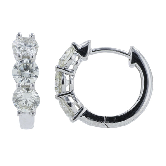 14K WG 1 CT Diamond Hoops