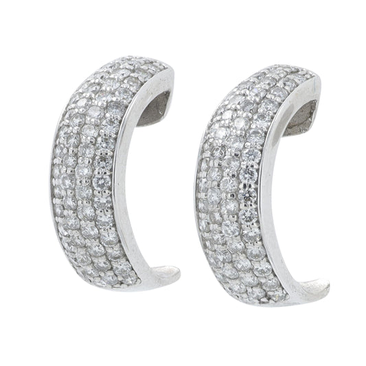 18K WG 1 CTW Diamond C-Hoops