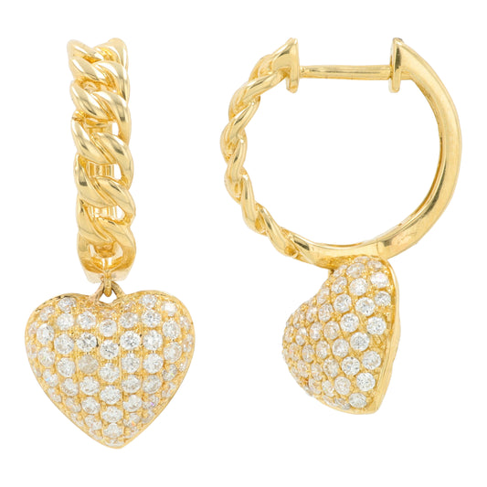 14K YG EFFY .87 CTW Diamond Heart Earrings