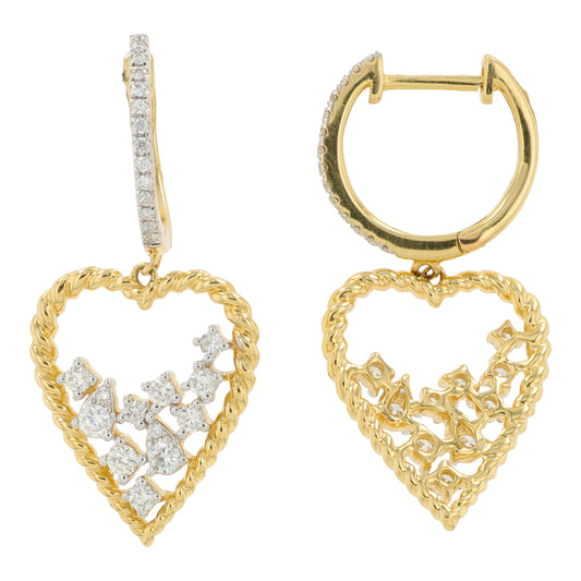 14K YG EFFY .54 CTW Diamond Heart Earrings