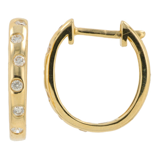 14K EFFY YG .12 CT Diamond Hoops