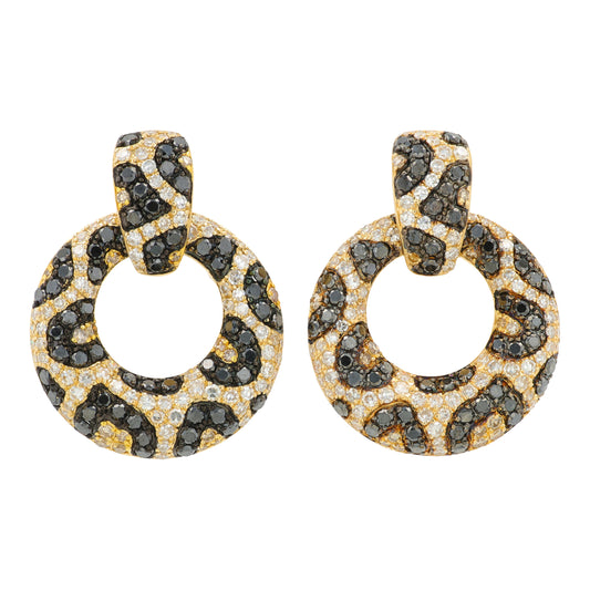 14K YG EFFY 1.61 CTW Diamond Cheetah Earrings