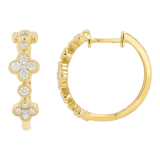 14K EFFY YG .69 CT Diamond Hoops