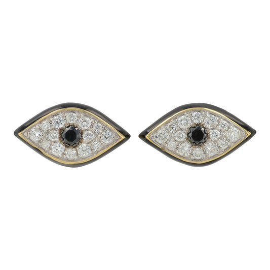 14K YG EFFY .31 CTW Diamond Eye Earrings