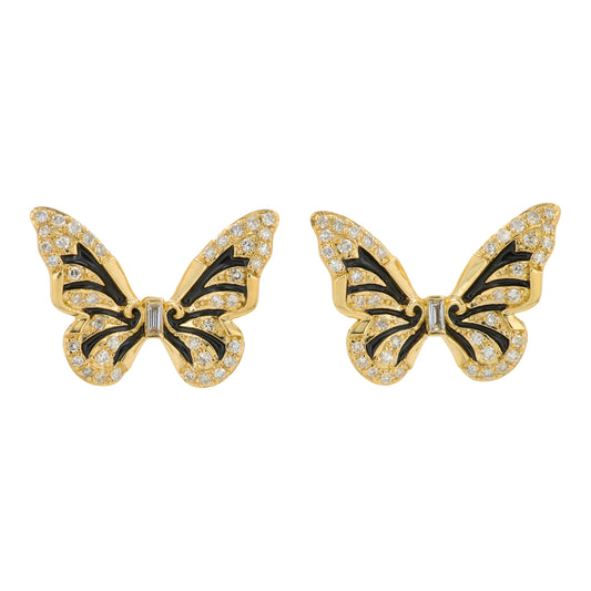 14K YG EFFY .28 CTW Diamond Butterfly Earrings