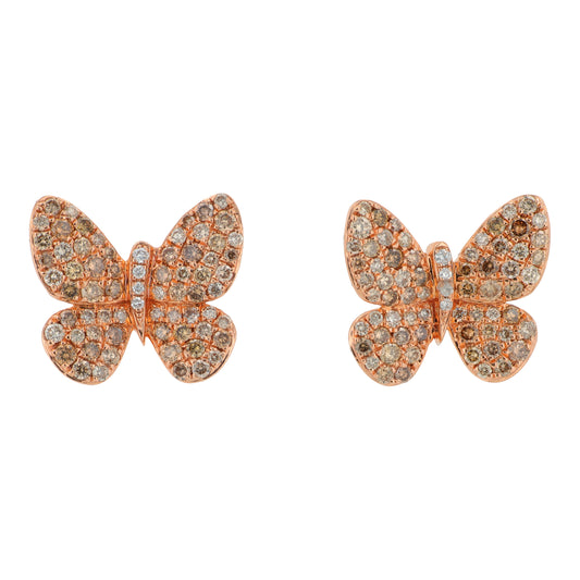 14K RG EFFY .88 CTW Diamond Butterfly Earrings