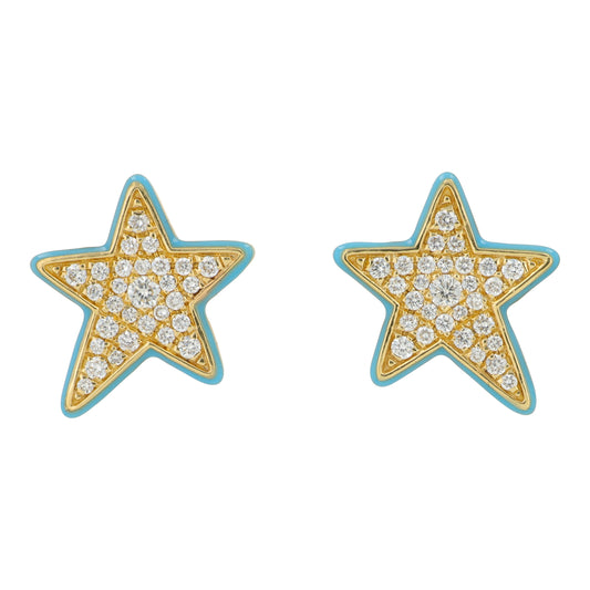 14K YG EFFY .22 CTW Diamond Star Earrings