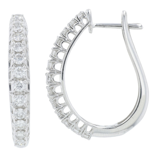 14K WG 1 CTW Diamond Hoops