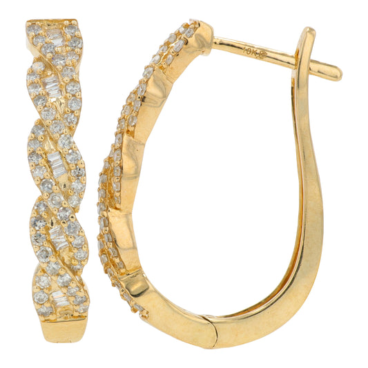 10K YG .50 CTW Diamond Hoops