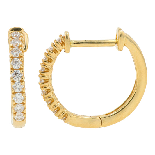 10K YG .25 CTW Diamond Hoops