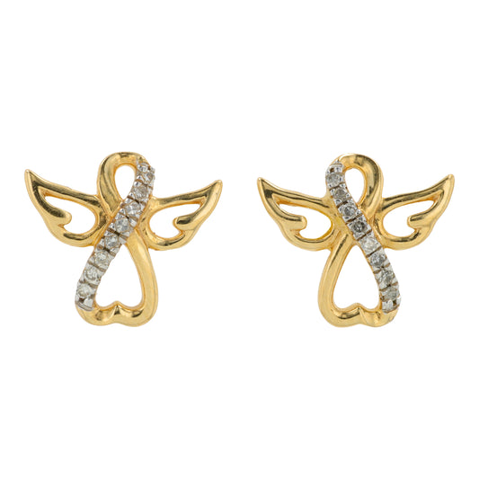 14K YG .05 CTW Diamond Angel Earrings