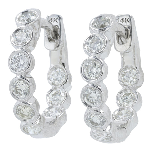 14K 0.40 CTW Diamond Bezel Set Huggies <p><strong>More Colors Available</p></strong> (Copy)
