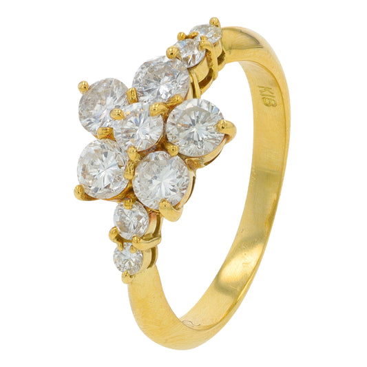 18K YG 1.02 CTW Diamond Flower Ring