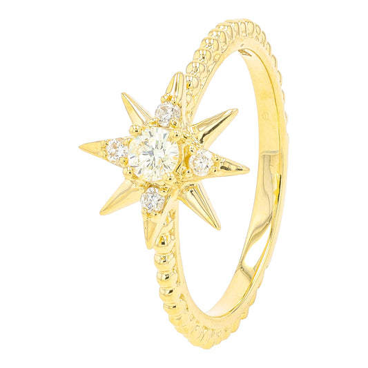 14K YG .25 CT Diamond Star Ring