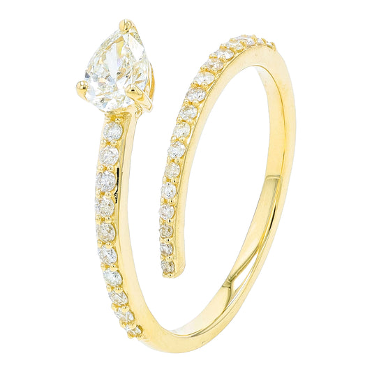 14K YG .65 CTW Diamond Bypass Ring
