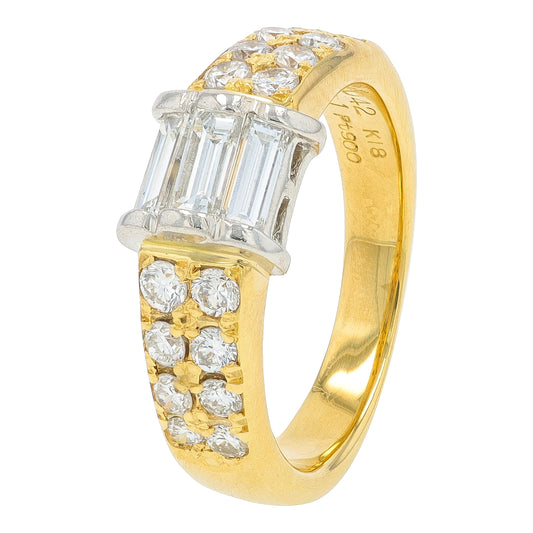 PT900/18K YG .83 CTW Diamond Ring