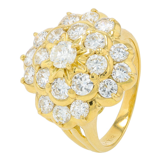 18K YG 2 CTW Diamond Cluster Ring