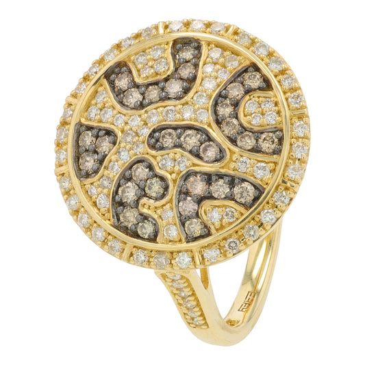 14K EFFY YG 0.70 CTW Diamond Cheetah Print Ring