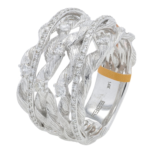 14K EFFY WG 0.41 CTW Diamond Crossover Wide Band