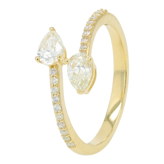 14K YG .67 CTW Diamond Bypass Ring
