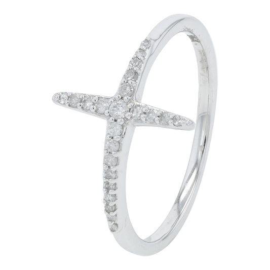 10K WG .12 CTW Diamond Cross Ring
