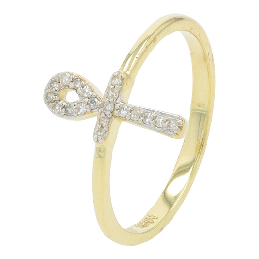 10K YG 0.10 CTW Diamond Ankh Ring