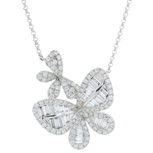 14K EFFY WG 1.10 CTW Diamond Butterfly Necklace