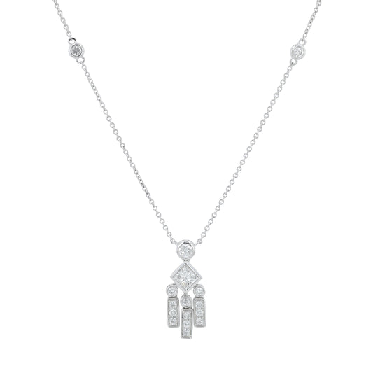 18K WG 0.72 CT Center Princess Cut Pendant