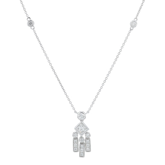 18K WG 0.58 CT Center Princess Cut Pendant