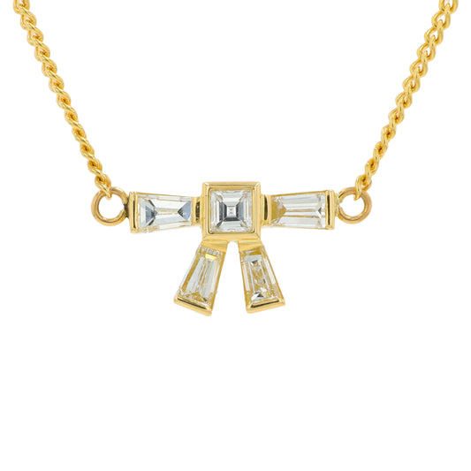 18K YG .71 CTW Diamond Bow Necklace