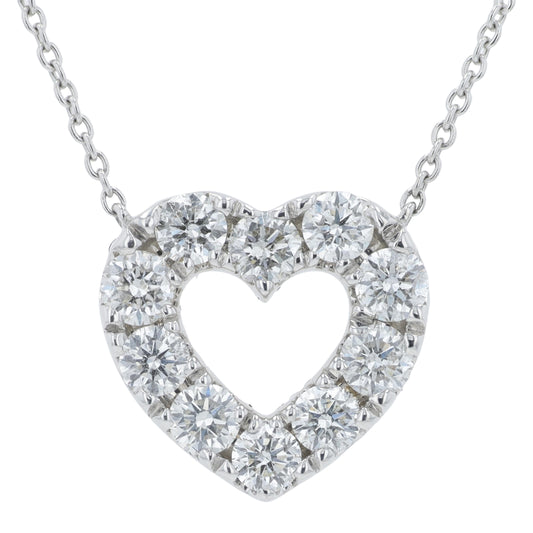 18K WG 1 CTW Diamond Heart Necklace
