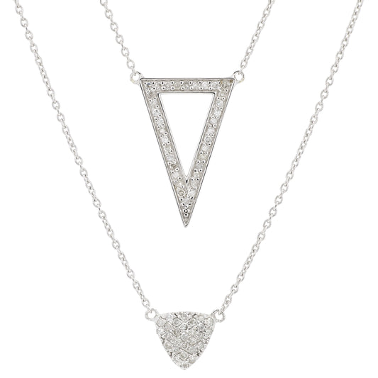 10K WG .31 CT Diamond Multi Layered Necklace