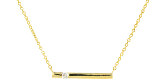 10K YG .05 CT Diamond Bar Necklace