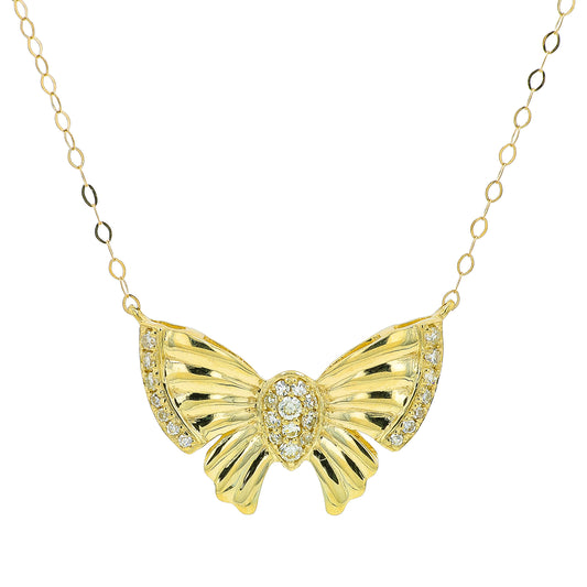 10K YG .11 CTW Diamond Butterfly Necklace