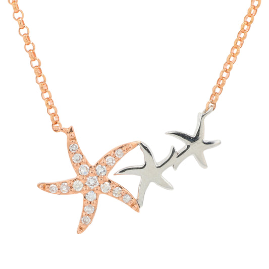 14K TT EFFY .07 CT Diamond Starfish Necklace