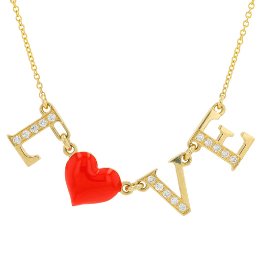 14K YG EFFY 0.16 CT Diamond 'Love' Necklace