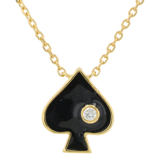 14K YG EFFY .01 CT Diamond "Spades" Necklace