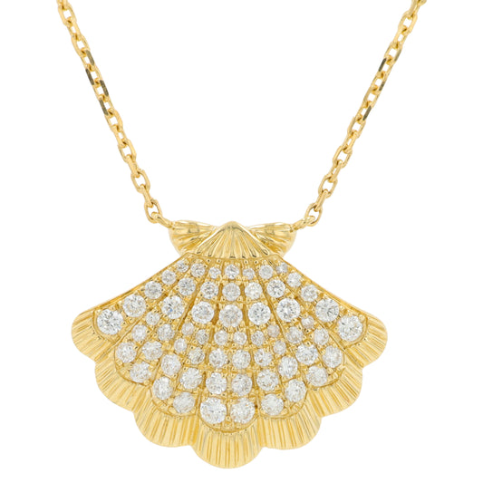 14K YG EFFY 0.68 CT Diamond Seashell Necklace