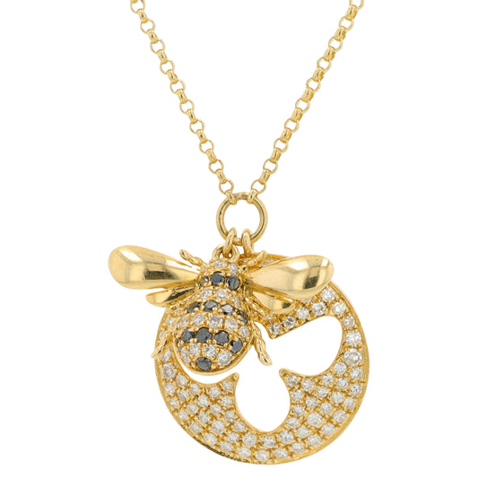 14K YG EFFY .48 CTW Diamond Bee Necklace