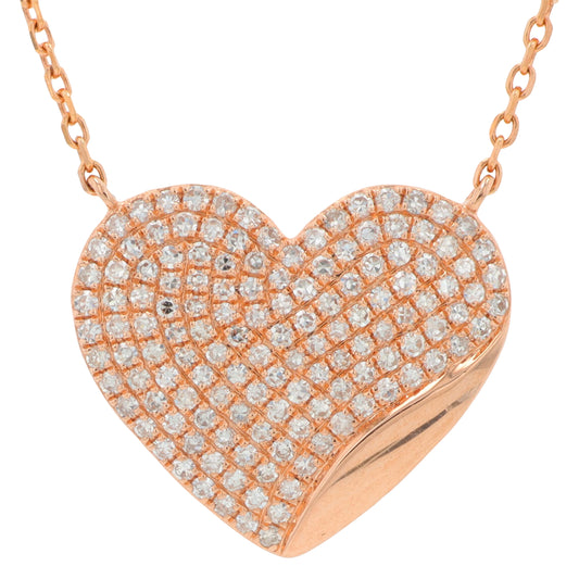 14K RG EFFY .50 CTW Diamond Heart Necklace