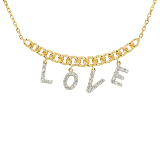 14K YG EFFY .18 CTW Diamond "LOVE" Necklace