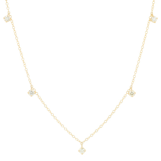 14K YG .42 CTW Diamond Station Necklace